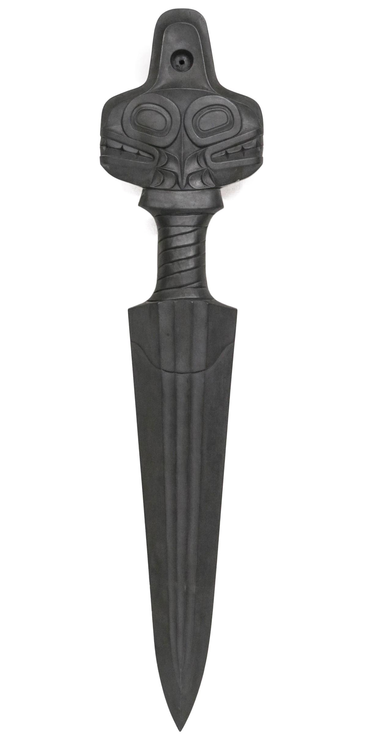 A CARVED WOOD MODEL NW COAST DAGGER BY STEVE BROWN (1 of 8)