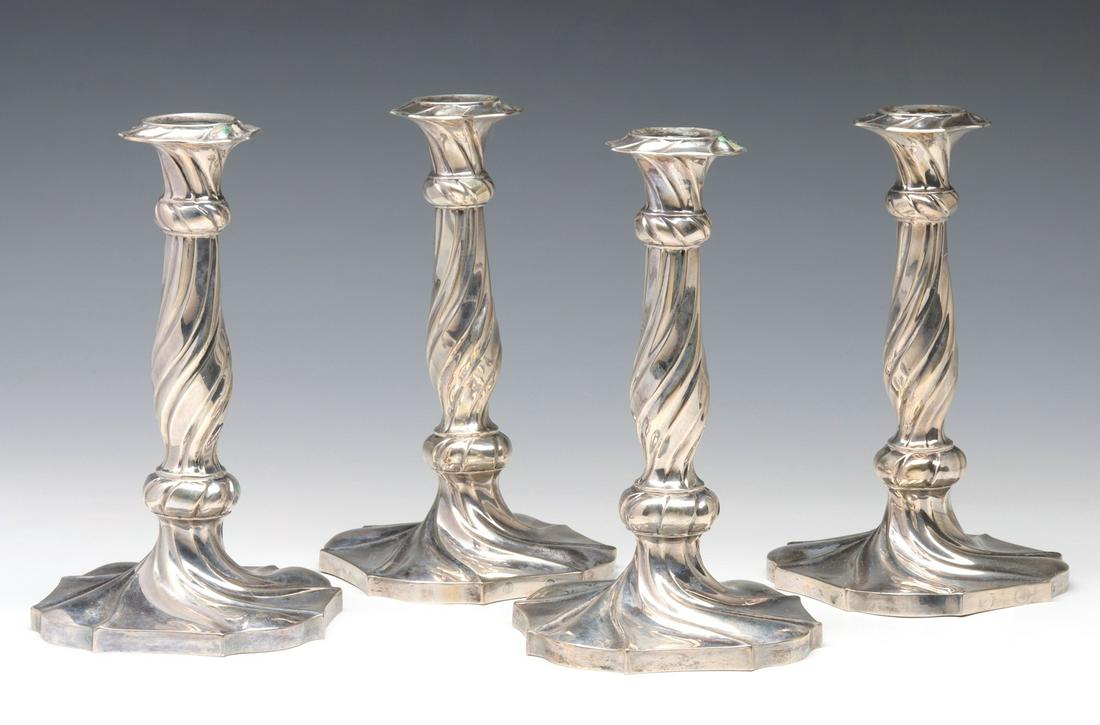 FOUR AUSTRIAN .812 SILVER CANDLESTICKS DATED 1849 (1 of 11)