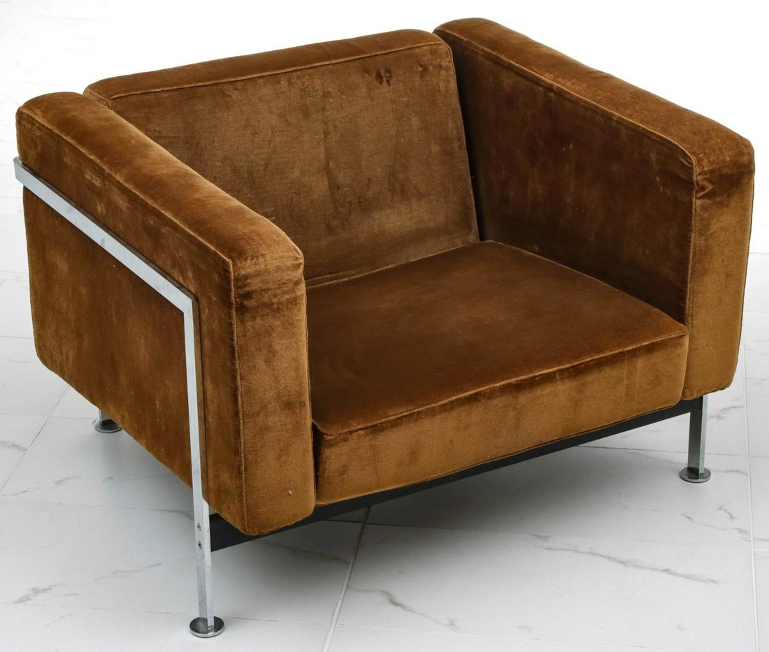 A STENDIG CHROME FRAME CUBE CHAIR DESIGNED BY HAUSSMANN (1 of 10)