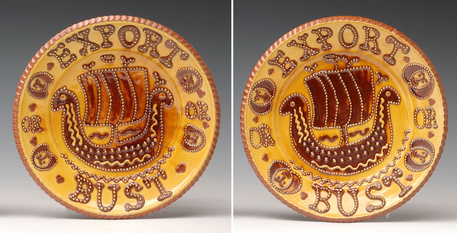 IRMA STARR (1933-) SLIP DECORATED POTTERY PLATES (1 of 7)