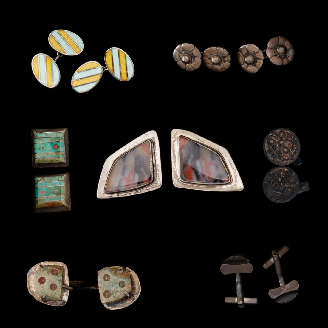 A COLLECTION OF MID 20C. STERLING SILVER CUFF LINKS (1 of 17)