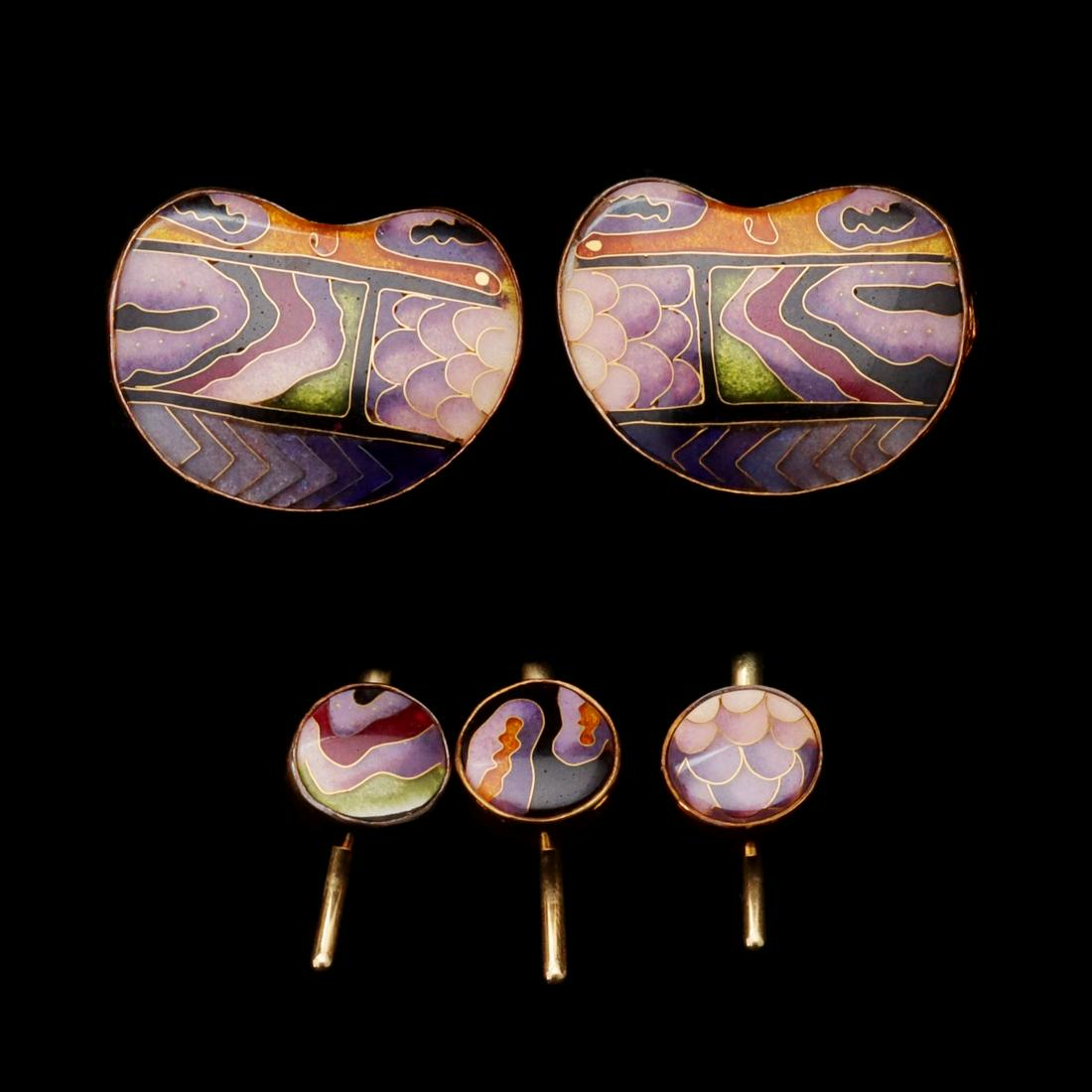 COLETTE DENTON ENAMELED CUFF LINKS AND STUDS (1 of 4)