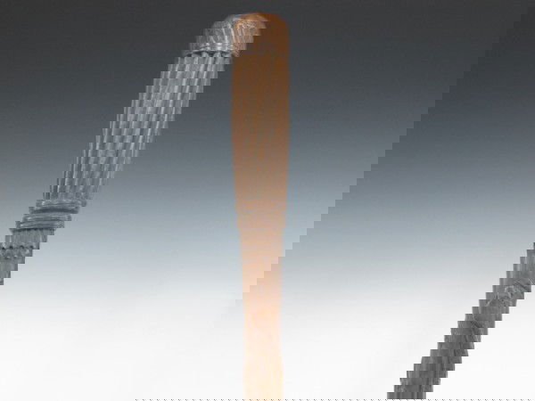 ALSACE 1918 CARVED WALKING STICK WITH SNAKE, ETC: A carved wood walking stick with a lot of character in the way of design and mixing of elements. A great large full-bodied snake against a leaf and vine background, deep carved grooves in the vertical