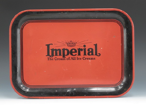 SERVING TRAY FOR IMPERIAL ICE CREAM: 12" X 17" dark orange & black, Imperial, The Cream of all Ice Cream.