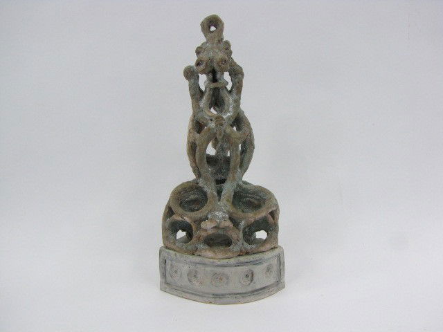 ROBERT LOHMAN (1919 – 2001) ABSTRACT SCULPTURE: Terra Cotta, signed under and inside the base, measures 13 x 7 inches