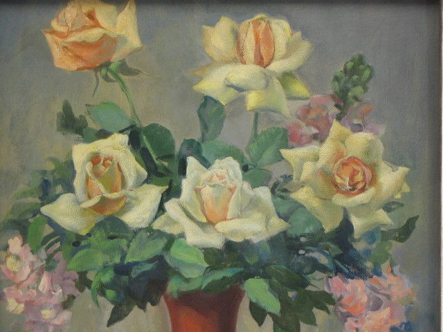 JOHN WILLIAM ORTH (1889 - 1976) OIL ON BOARD: An oil on panel by this Kansas City, Missouri and Texas artist, signed lower left, measures 20 x 16 inches, 25-1/2 x 21-1/2 inch frame.