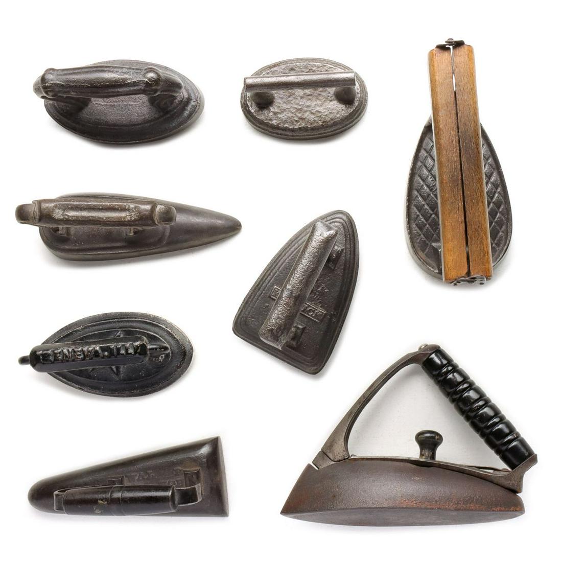EIGHT ANTIQUE SPECIALTY AND SAD IRONS (1 of 17)