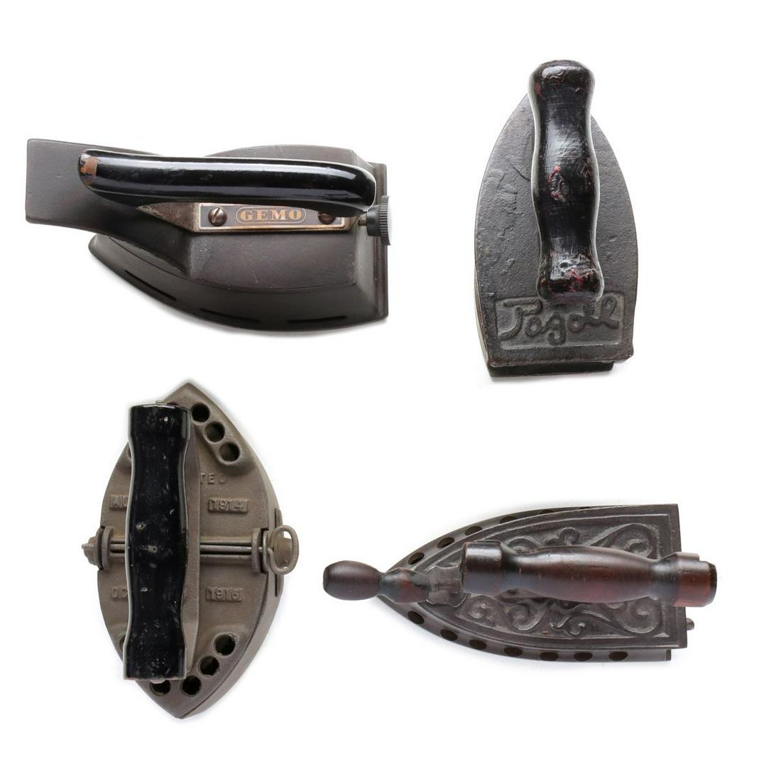 FOUR ANTIQUE CHARCOAL IRONS (1 of 15)