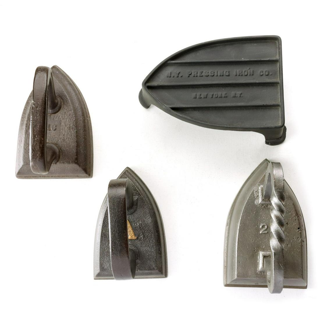 THREE ANTIQUE SAD IRONS AND A TRIVET (1 of 13)