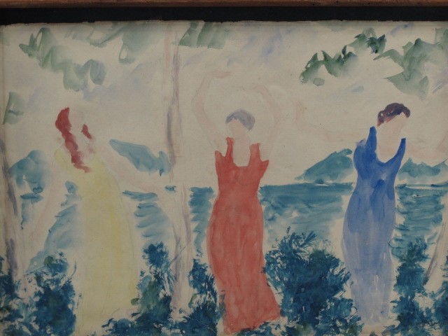 ABRAHAM WALKOWITZ (1878-1965) WATERCOLOR: Abraham Walkowitz (1878-1965), watercolor titled 'Isadora & Her Isadorables'. Signed 'A. Walkowitz' to lower right corner. Framed. 14 x 21 inches, plus frame. Exhibited: Wichita Art Museum, May 29, 20