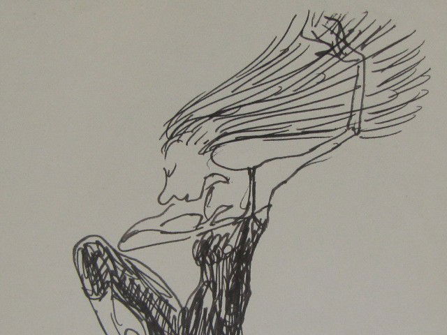 JULES RALPH FEIFFER (1929-) PEN AND INK: Untitled, signed 'Jules Feiffer, 1978' lower right. 6 x 4 inches, in 12-1/2 x 10-1/2 inch frame.