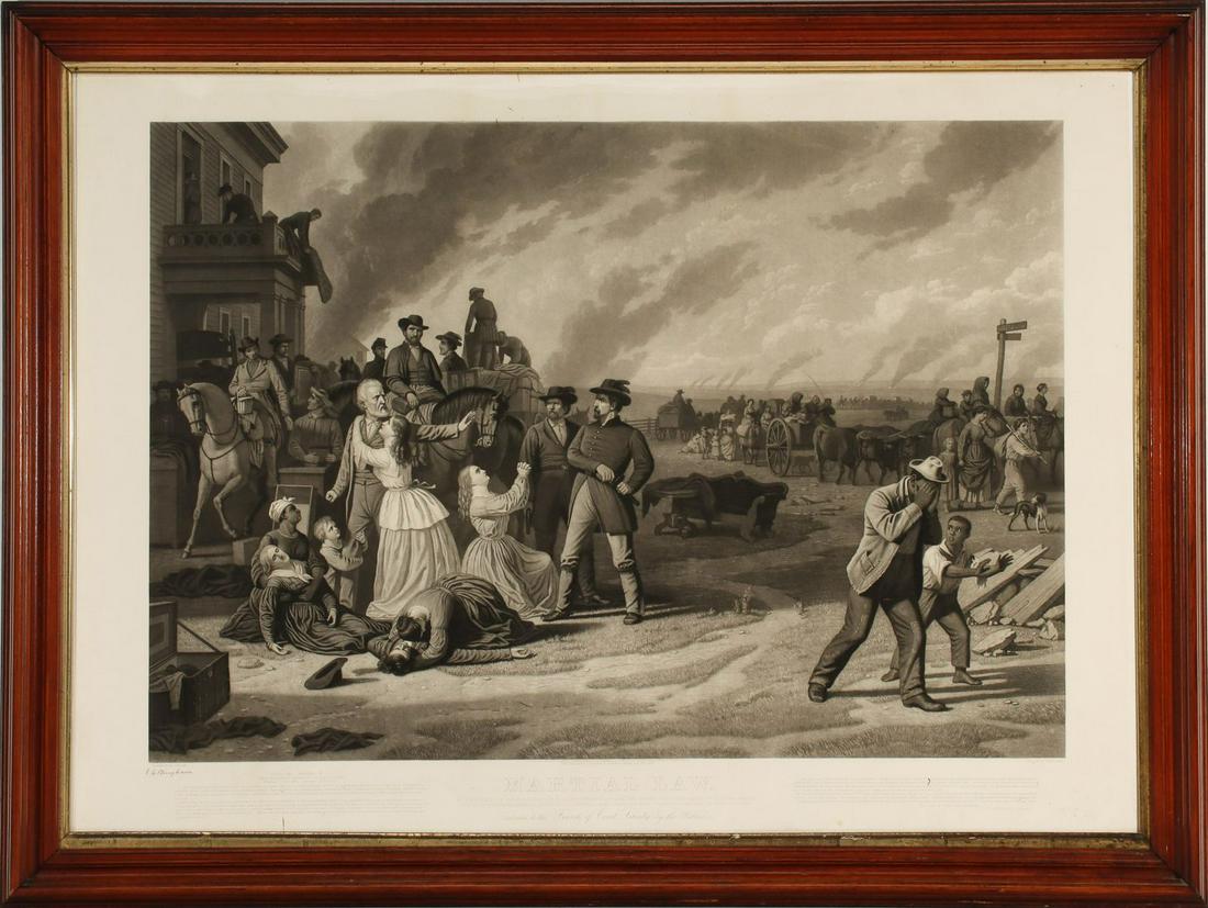A RARE PENCIL SIGNED BINGHAM MARTIAL LAW PROOF: George Caleb Bingham (1811-1879) Martial Law Circa 1872 A rarely seen variation signed by George Caleb Bingham in graphite lower left, the lower margin with letterpress title and text including 'Marti