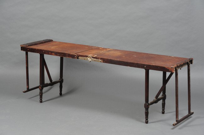 AN 1886 B.F. GLEASON EMBALMING TABLE & BOTTLES
