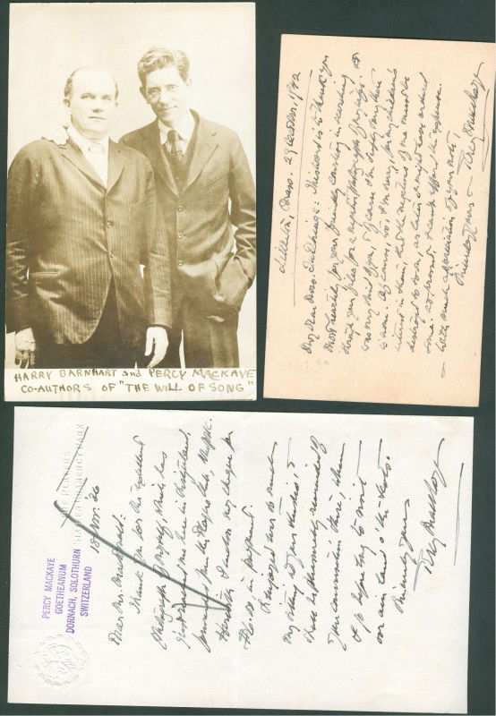 ARCHIVE OF 20TH C. ARTIST, LITERARY AND HISTORICAL: Verlin Cassill signed letters and archive, John Hall Wheelock signed poem 'Return to Earth,' Wallace Stevens signed letter, Ruth St. Dennis signed contract, David M. Steele signed letter, W.S. Merwin