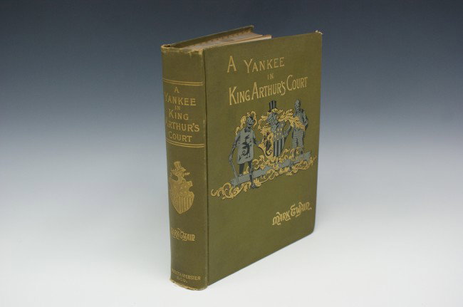 TWAIN, MARK, A YANKEE IN KING ARTHUR'S COURT: Mark Twain, A YANKEE IN KING ARTHUR'S COURT, Charles L. Webster & Co. - 1889, BAL 3429 - 1st. Ed. - earliest state. Possible Mark Twain signature - Postage Stamp