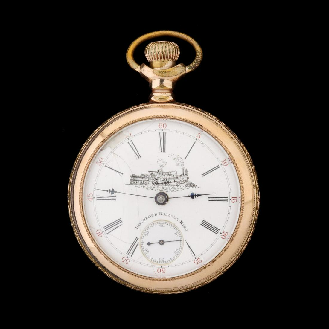 A SCARCE ROCKFORD 18 SIZE RAILWAY KING POCKET WATCH (1 of 12)