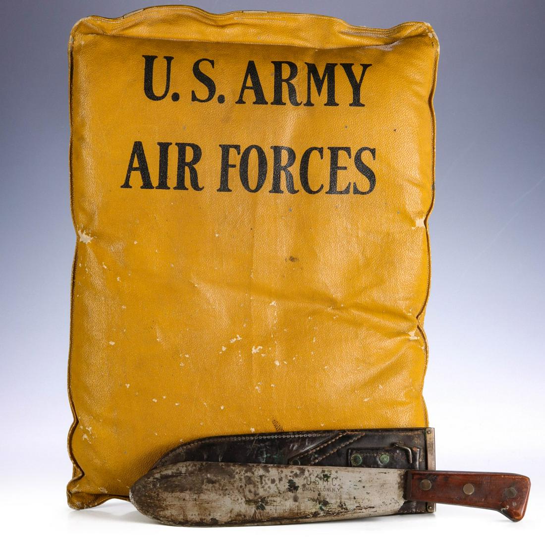 WWII USMC BOLO AND ARMY AIR FORCES SEAT CUSHION (1 of 9)