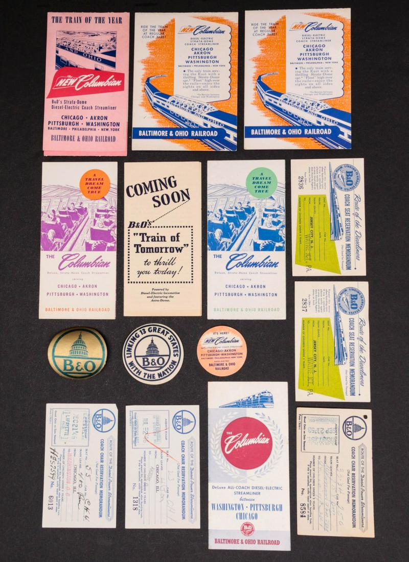 A COLLECTION OF B & O RAILROAD MENUS & EPHEMERA (1 of 14)