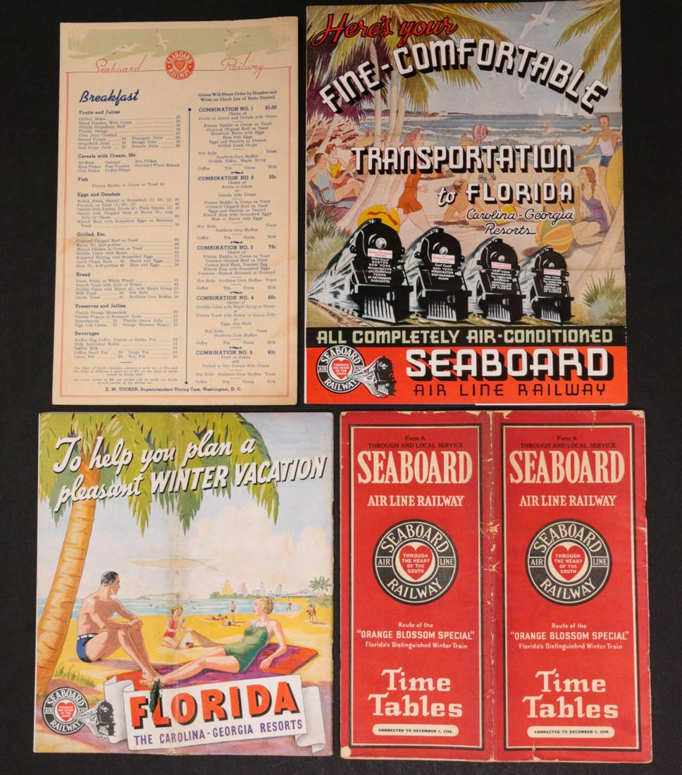 SEABOARD RAILWAY MENUS AND EPHEMERA (21PCS): We happily provide seamless in-house packing and shipping services on nearly everything we sell. Until further notice, we cannot offer international shipping in-house.