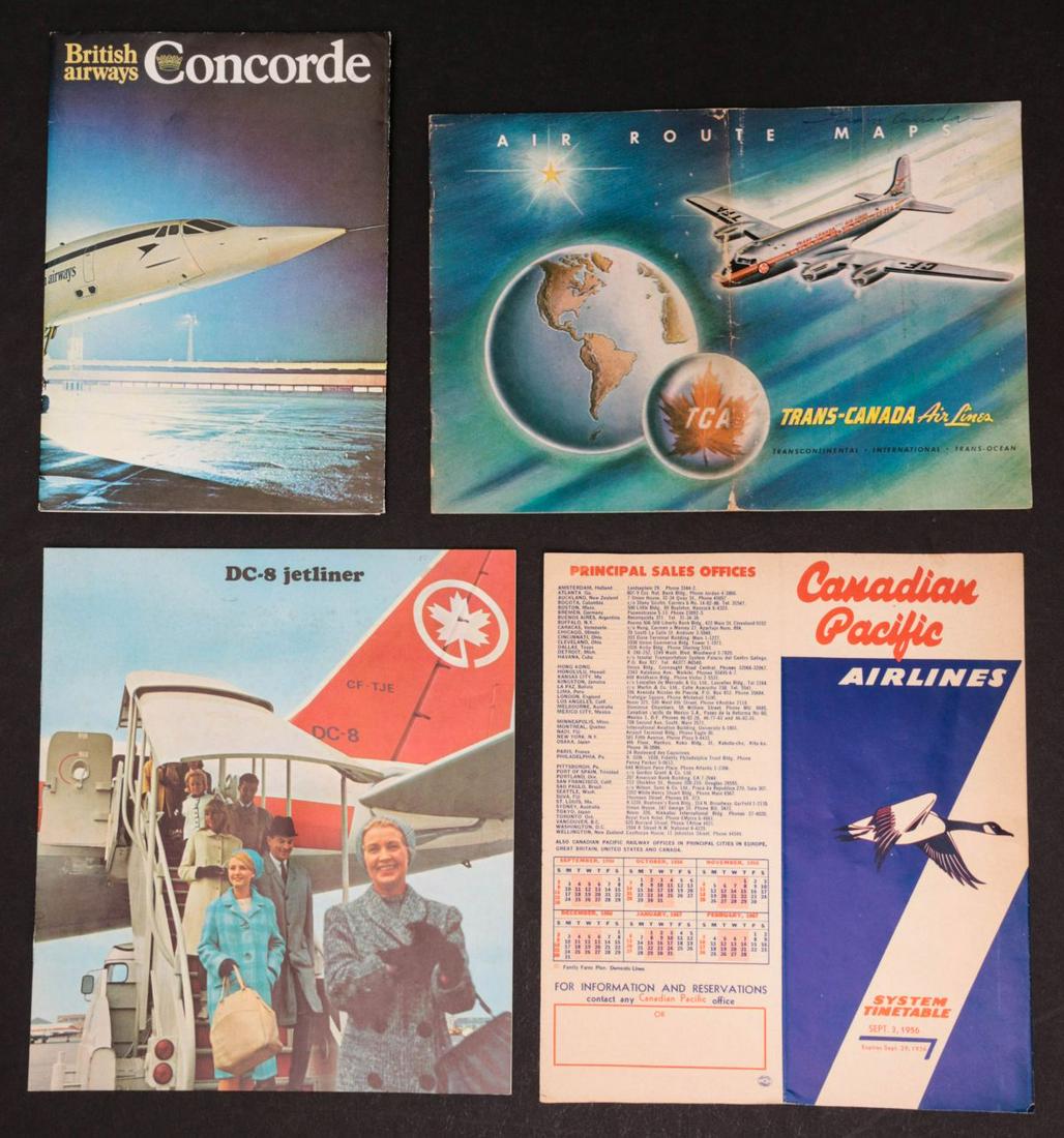 AIR TRAVEL EPHEMERA INCL CONCORDE (30PCS): Mid to late 20th century including British Airways, Trans-Canada, Canadian Pacific, Air Canada, Imperial Airways, BOAC and Colonial Airlines. We happily provide seamless in-house packing and shipping 