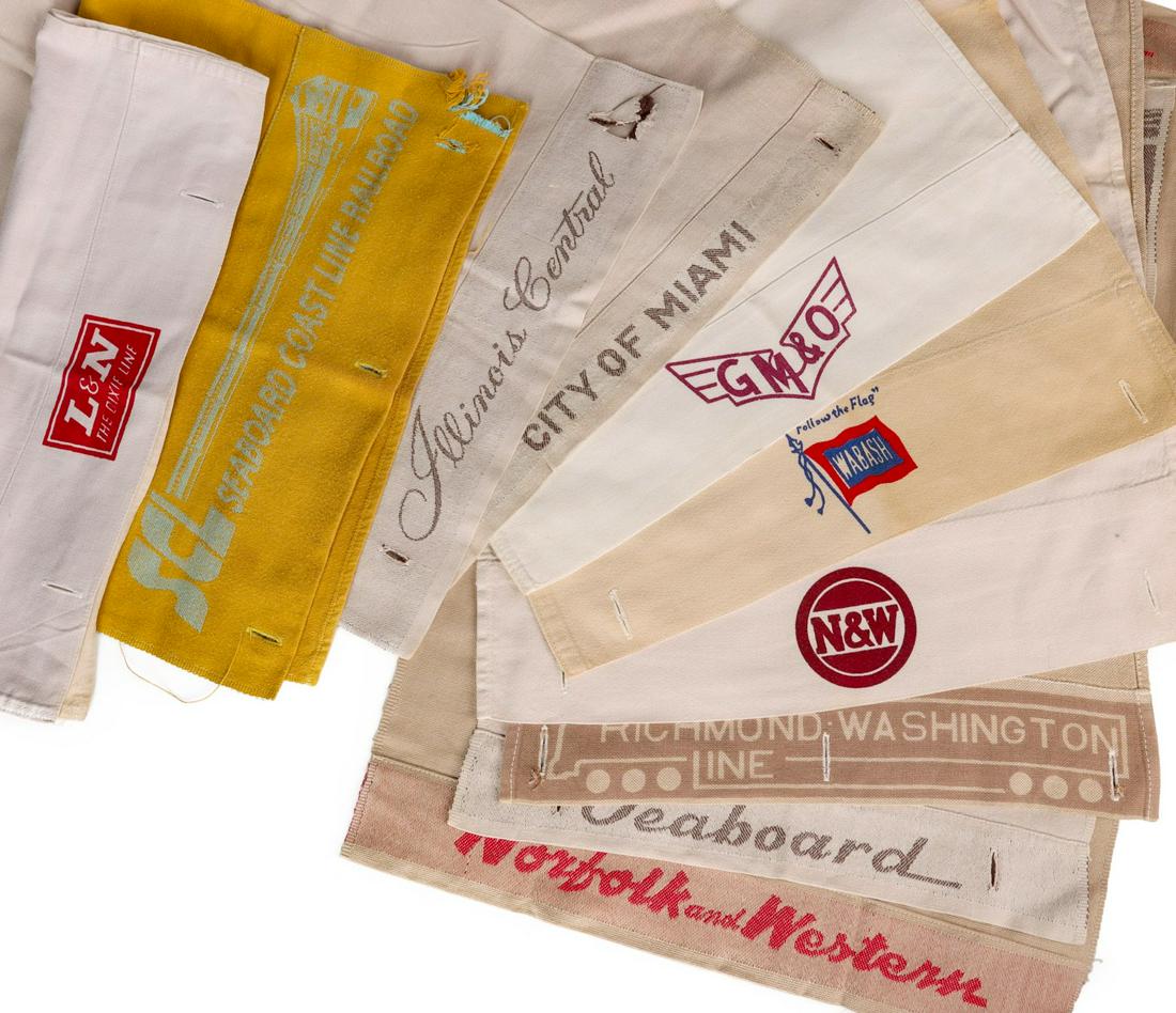 A COLLECTION OF MOSTLY SOUTHERN RR HEADREST COVERS (1 of 11)