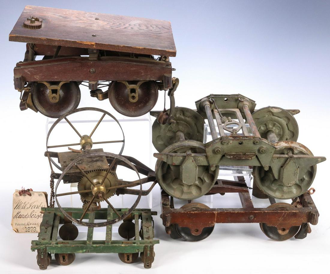 A COLLECTION OF PATENT MODEL RAIL CAR TRUCKS (1 of 13)