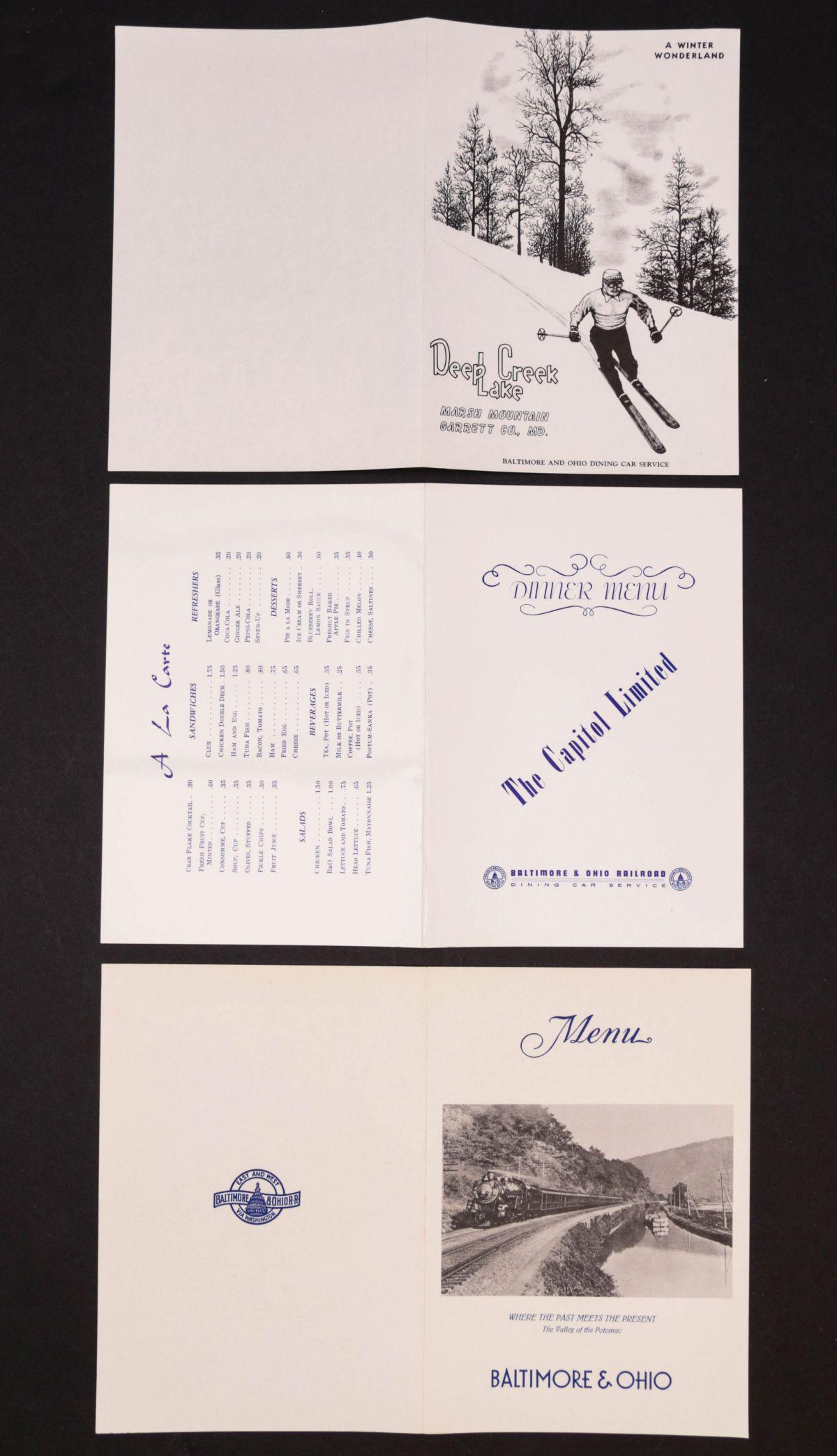 B&O, UNION PACIFIC, RAILROAD DINING CAR MENUS (21) (1 of 13)