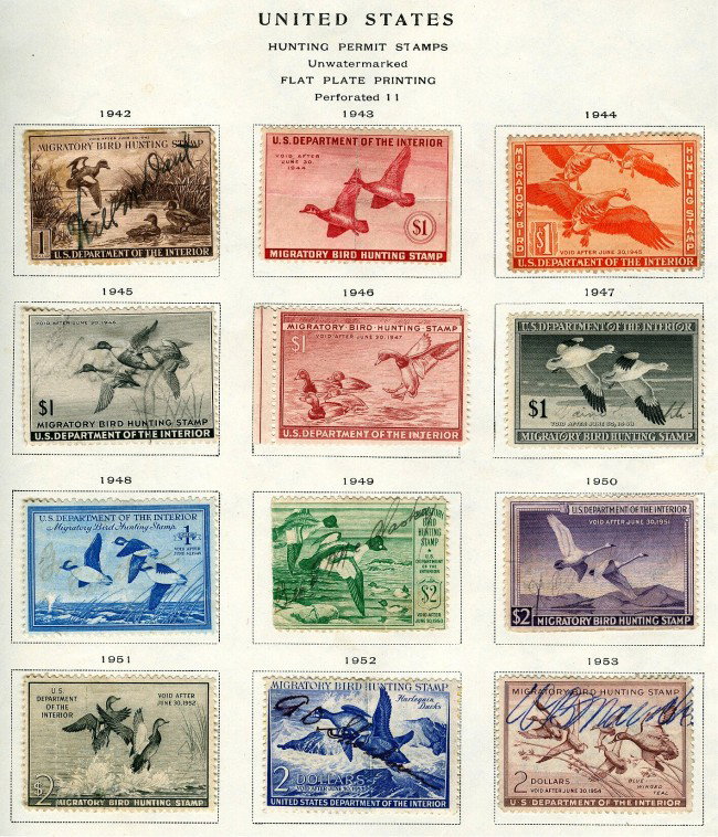 16 DUCK STAMPS & MIGRATORY FROM 1934-1962