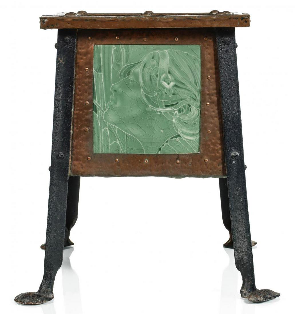 AN ARTS AND CRAFTS JARDINIERE WITH NOUVEAU TILES (1 of 11)