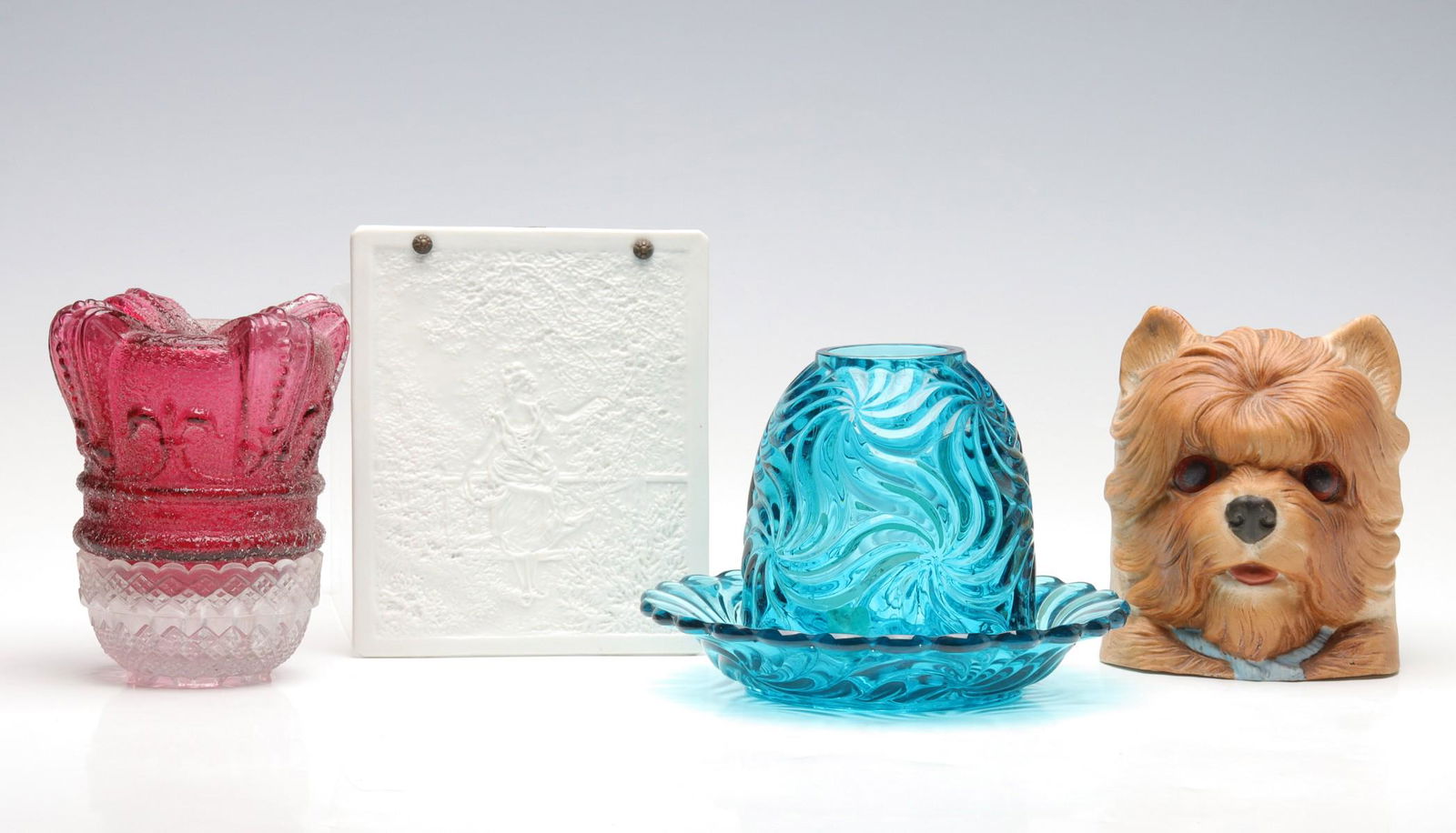 PORCELAIN AND GLASS FAIRY LAMPS, PLUS A LITHOPHANE (1 of 13)