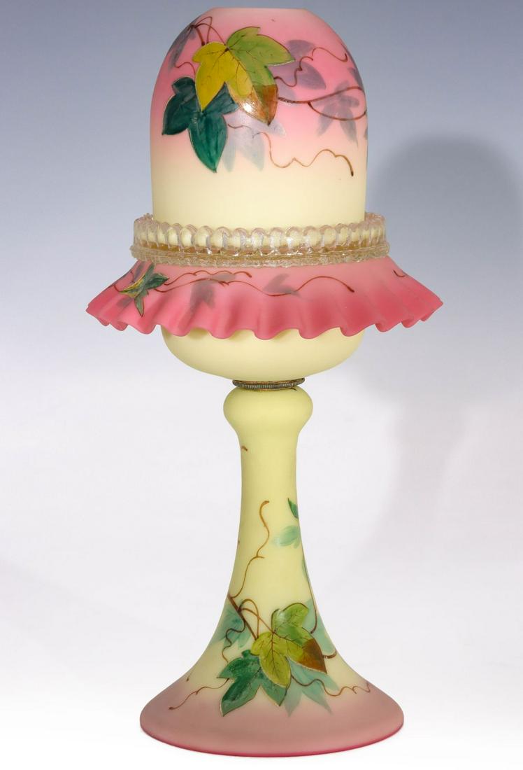 A WEBB DECORATED BURMESE FAIRY LAMP ON PEDESTAL (1 of 11)