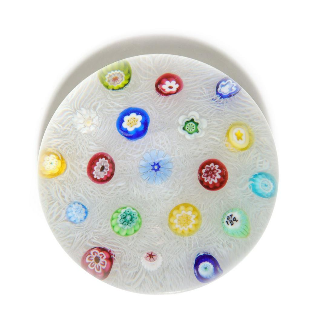 A BACCARAT MILLEFIORI PAPERWEIGHT DATED 1974 (1 of 13)