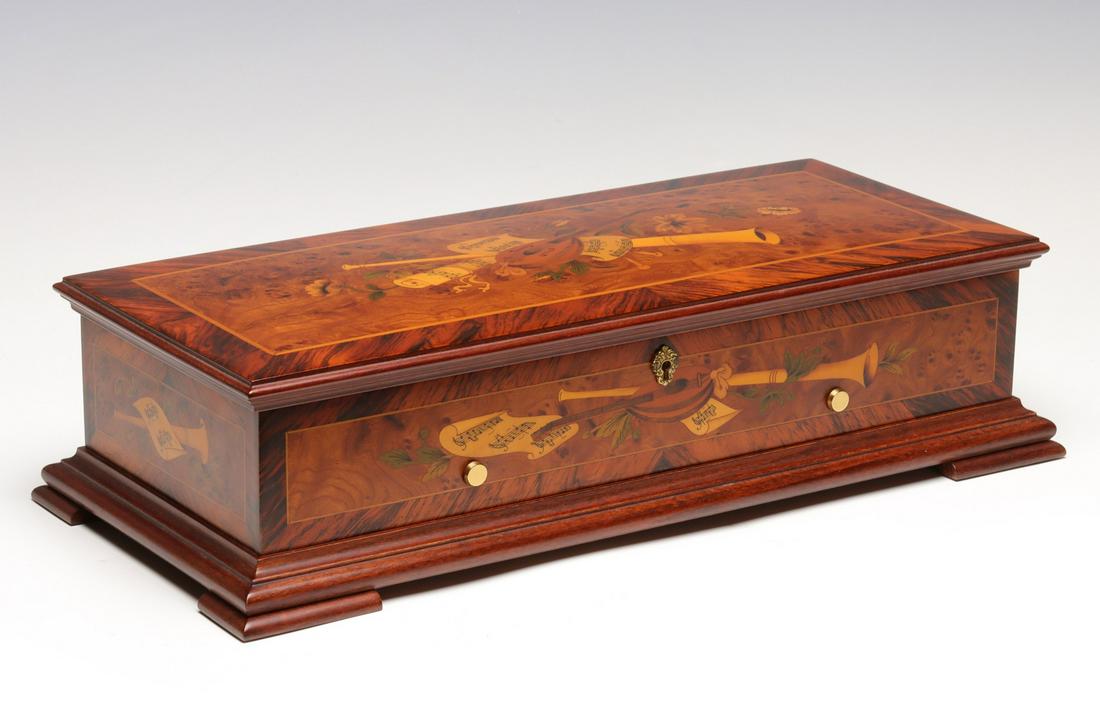 INLAID MUSIC BOX WITH DUAL REUGE CYLINDER MOVEMENTS (1 of 19)