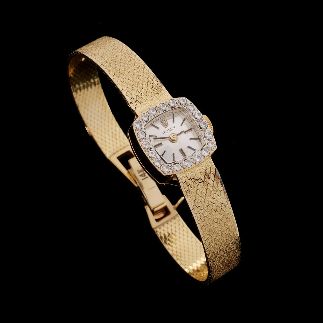 A ROLEX LADY'S 14K COCKTAIL WATCH WITH DIAMONDS (1 of 13)