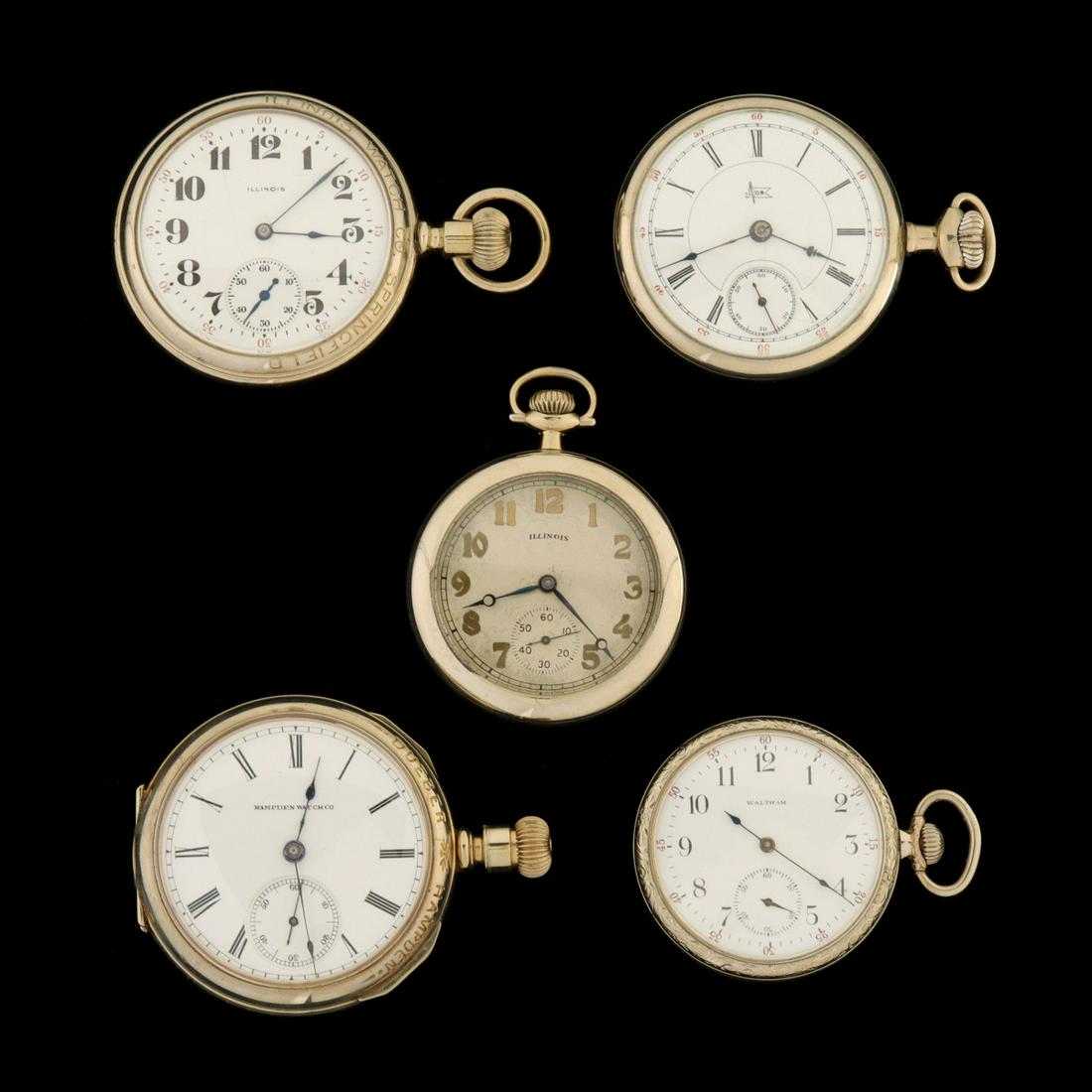 BRANDED ILLINOIS, HAMPDEN, WALTHAM DISPLAY WATCHES (1 of 20)