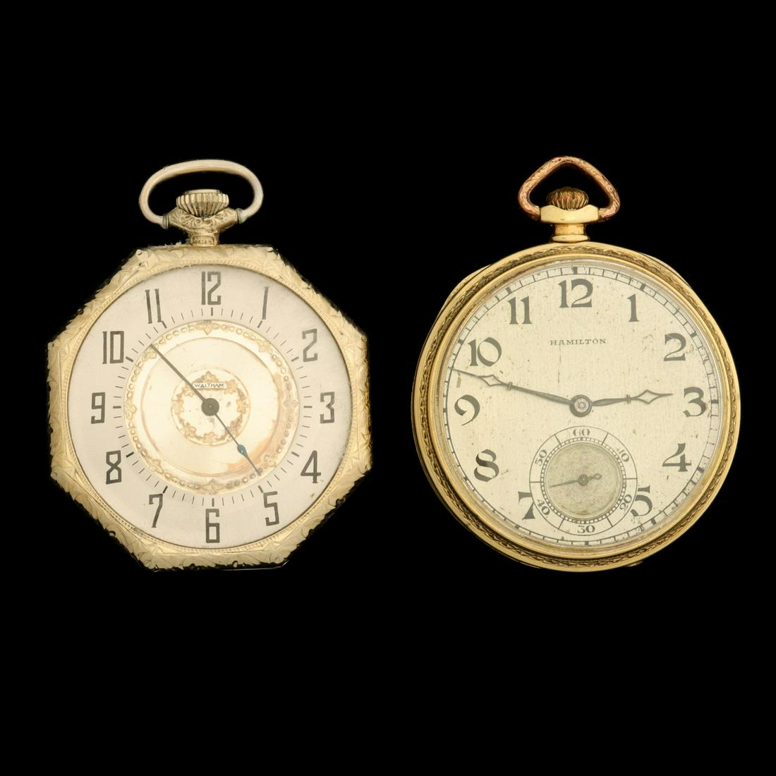 HAMILTON 14 KARAT GOLD AND WALTHAM 18 KARAT GOLD (1 of 16)