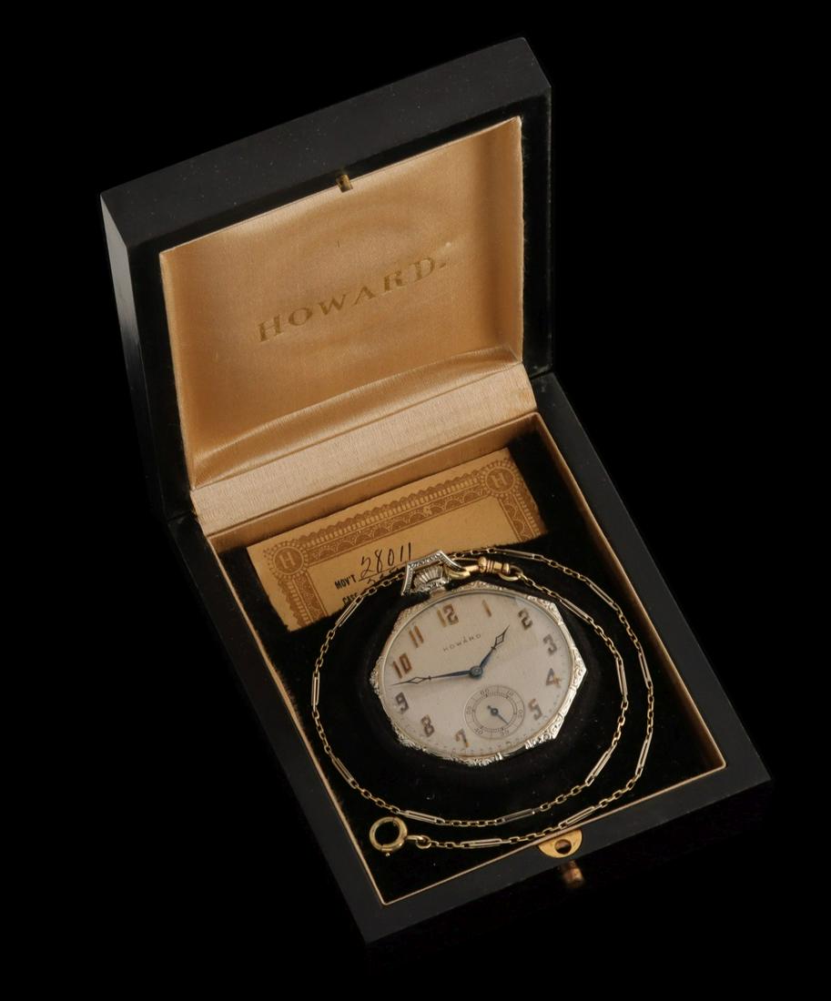 A HOWARD 14K SOLID GOLD DRESS WATCH IN ORIGINAL BOX (1 of 16)