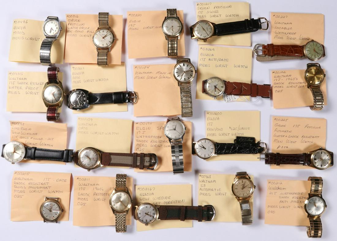 BULOVA, WALTHAM, GRUEN, ELGIN VINTAGE MEN'S WRIST WATCH: Each watch is pictured with a written description that is believed to be accurate, but not guaranteed. No solid gold cases. We happily provide seamless in-house packing and shipping services on nearly