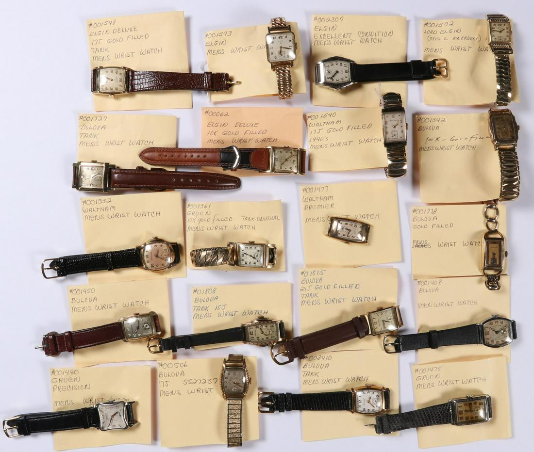 WALTHAM, ELGIN, BULOVA TANK MEN'S WRIST WATCHES: Each watch is pictured with a written description that is believed to be accurate, but not guaranteed. No solid gold cases. We happily provide seamless in-house packing and shipping services on nearly
