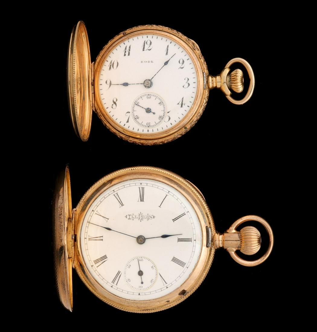 A 14K GOLD LADIES LAPEL WATCH, PLUS ANOTHER (1 of 18)