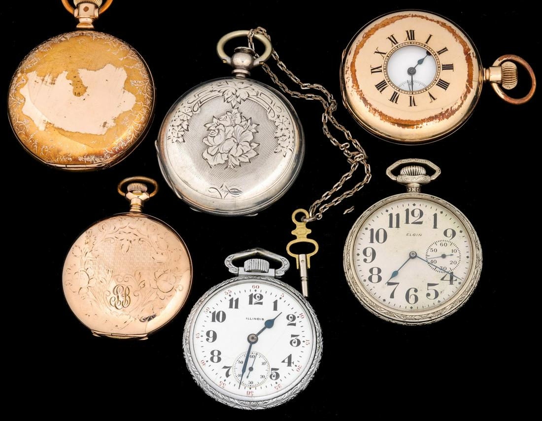 SIX HUNTER CASE AND OTHER ANTIQUE POCKET WATCHES (1 of 13)