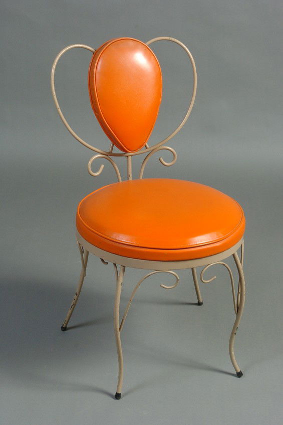 FREDERICK WEINBERG (ATTR) WROUGHT IRON CHAIRS: Four wrought iron chairs in the manner of Frederick Weinberg, each measures approximately 34.5 x 17.5 x 19 inches, 19 inch seat height.
