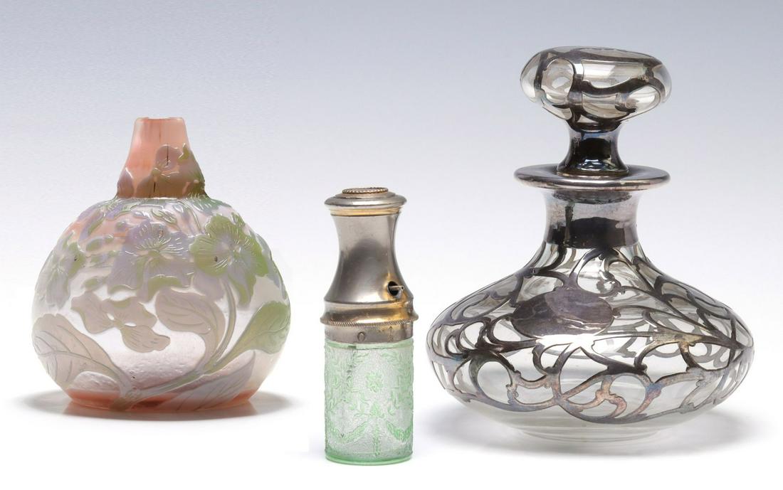 FRENCH CAMEO GLASS (AS FOUND) AND STERLING OVERLAY (1 of 20)