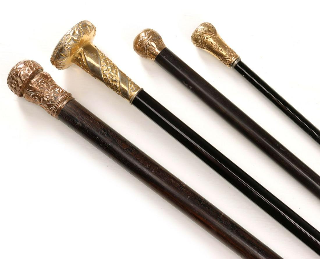 FOUR LATE 19TH C. GENTLEMAN'S WALKING STICKS (1 of 11)