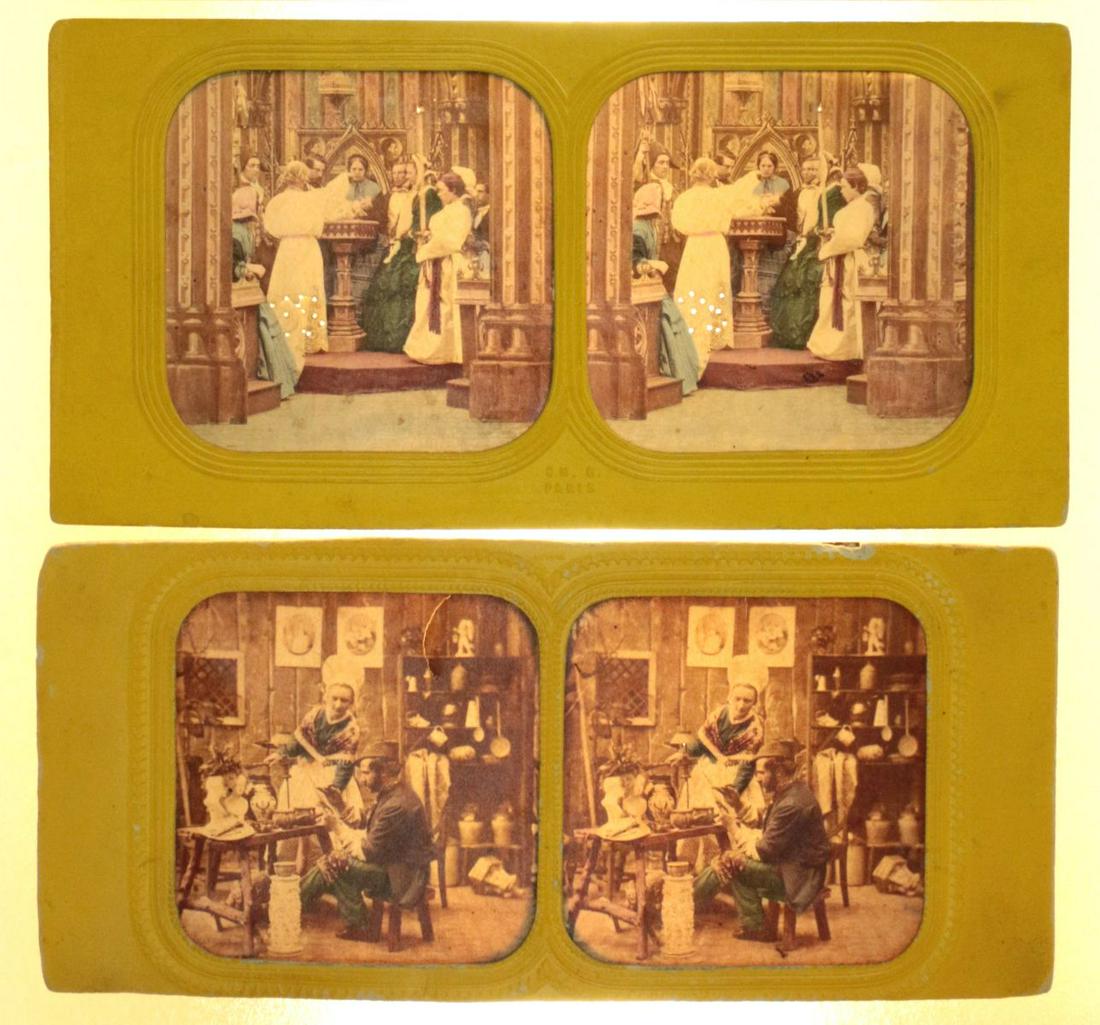 SIXTEEN HAND TINTED FRENCH TISSUE STEREO VIEWS (1 of 15)