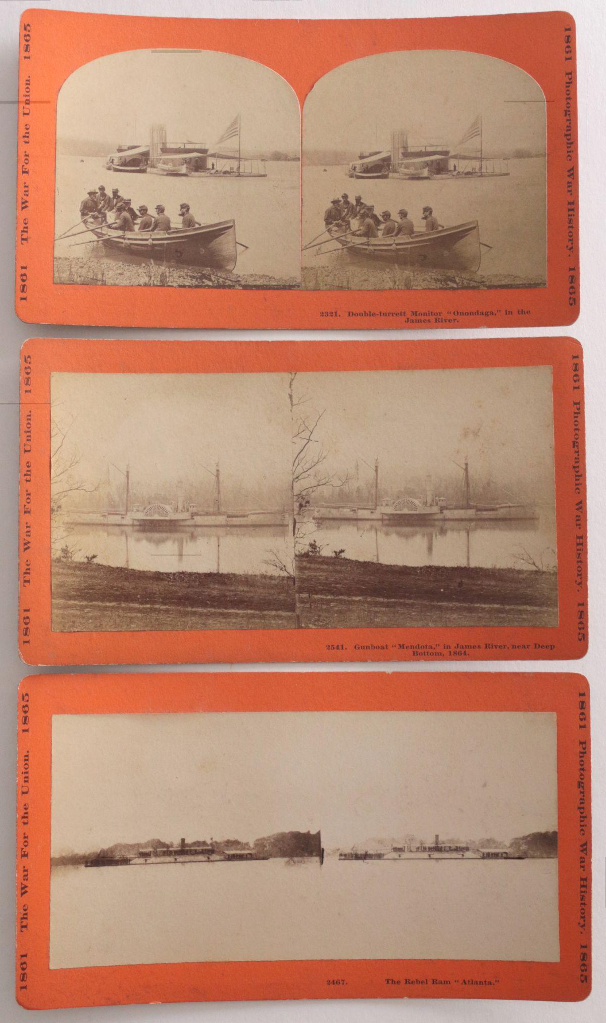 THREE TAYLOR & HUNTINGTON CIVIL WAR NAVAL STEREOVIEWS (1 of 2)