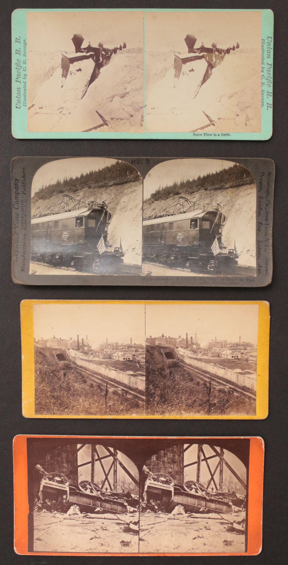 UTE PASS WAGON TRAIN WITH RAILROAD SUBJECT STEREO VIEWS: Seventeen real photo stereo views as shown. We happily provide seamless in-house packing and shipping services on nearly everything we sell. Until further notice, we cannot offer international shippin