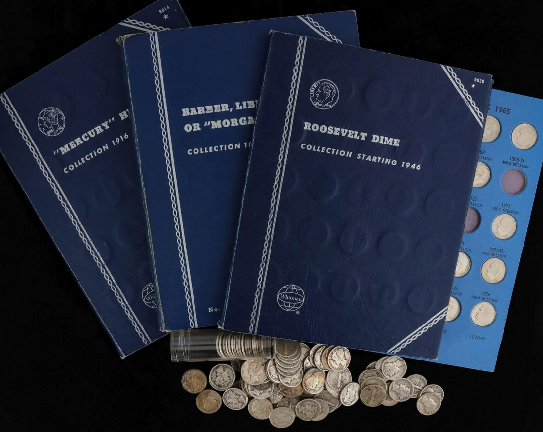 BARBER, MERCURY AND ROOSEVELT DIMES, $28.50 FACE (1 of 13)
