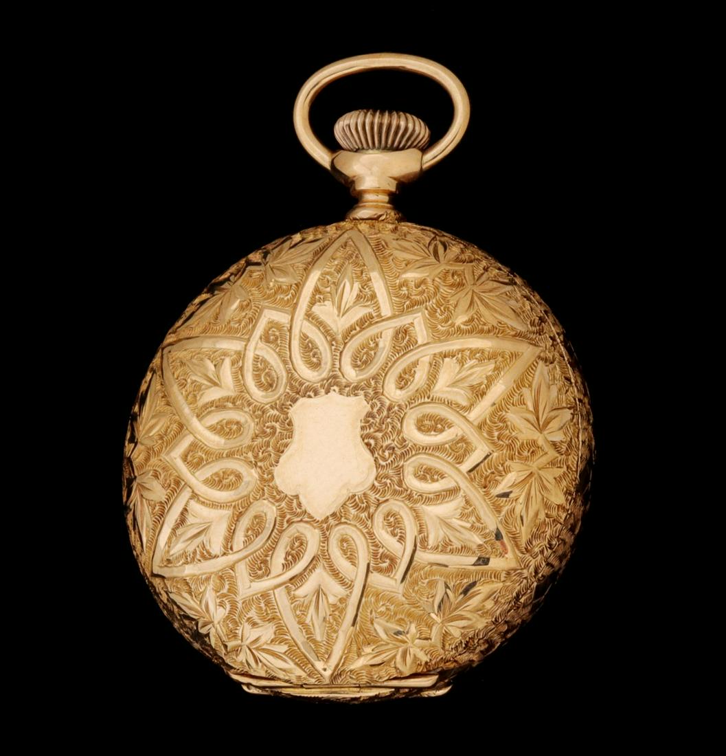 A HAMPDEN 14K SOLID GOLD HUNTING CASE POCKET WATCH (1 of 11)