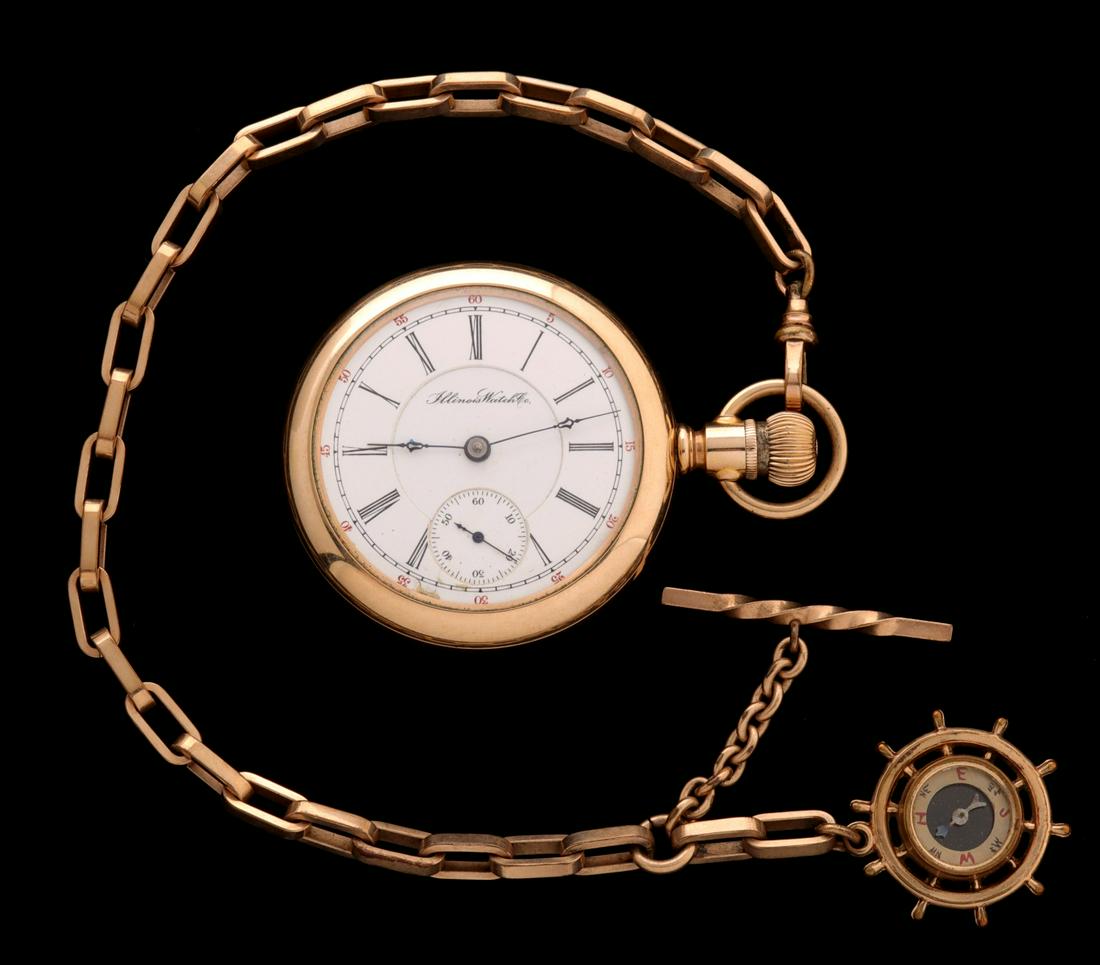 AN ILLINOIS 17 JEWEL 'BUNN' MODEL 18 SIZE POCKET WATCH: Serial Number: 1282761 Estimated Production Year: 1895 Size: 18 Jewels: 17 Movement Configuration: Hunting Movement Setting: Lever Plate: Full Plate Adjusted. The 18 size swing-out movement is h